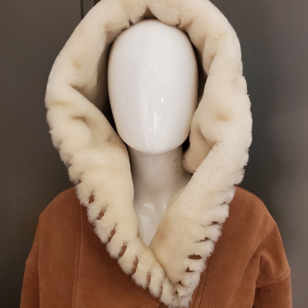 Vintage Marvin Richards Hooded Leather Shearling Coat